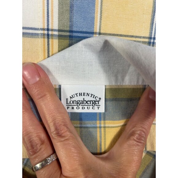 Longaberger Yellow & Blue Plaid Valance 72" and 4 matching Napkins Cottage Core - Picture 3 of 5